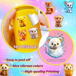 10/30/50PCS Cute 3D Cartoon Animal PVC Sticker Aesthetic Chidlren's Stationery Decoration Scrapbooking School Supplies for Kids (ONLINE ORDER ONLY)