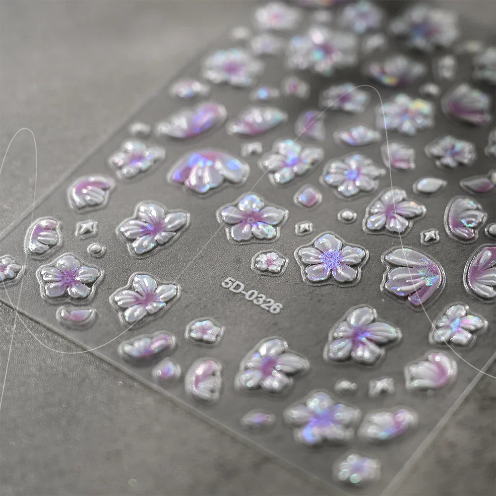 1pc Aurora Butterfly Nail Stickers Pink Butterfly Shell Light Beam Angel Wings Sliders Fairy Light & Lively Translucent Nail Dec (ONLINE ORDER ONLY)