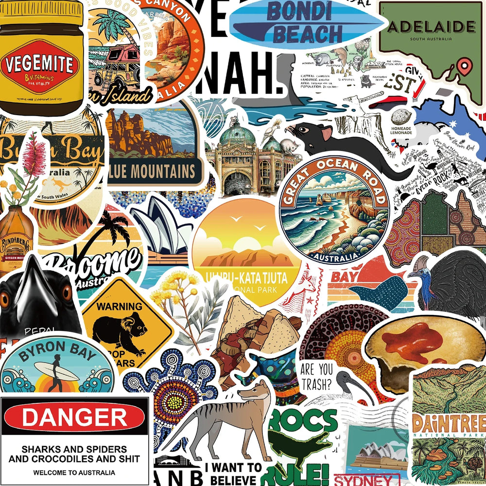 50PCS Travel City Australia Landscape Stickers Decal DIY Phone Laptop Guitar Stationery Scrapbook Skateboard Toy Sticker (ONLINE ORDER ONLY)