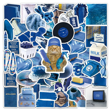 10/30/50PCS Ins Style Cartoon Blue Stickers Graffiti Decoration DIY Phone Bike Guitar Notebook Skateboard Kids Cute Decals Toys (ONLINE ORDER ONLY)