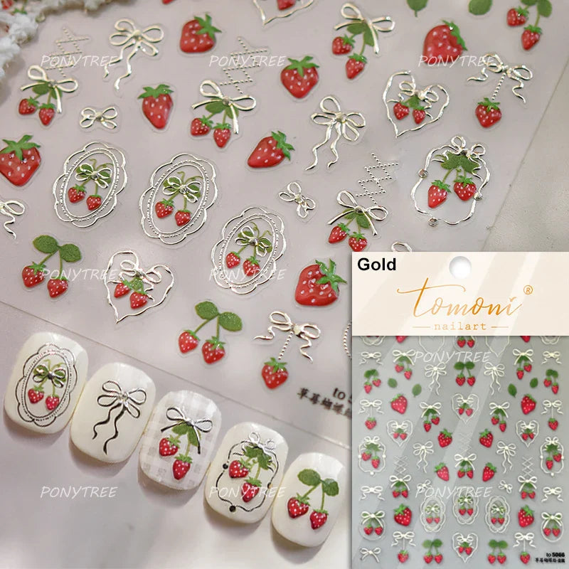 Gold Silver White Black Pink Blue Bowknot Ribbon Flat 3D Line Gird Strap Tie Elegant Charming Nail Art Stickers Manicure Decals (ONLINE ORDER ONLY)