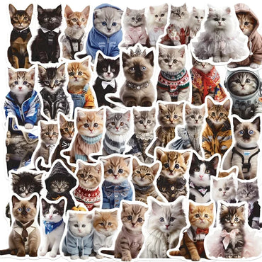 10/30/50PCS Cute Winter Cat PVC Sticker Aesthetic Decoration Scrapbooking Sketchbook Korean Stationery School Supplies for Kids (ONLINE ORDER ONLY)