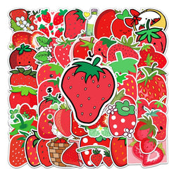 50Pcs Strawberry Cartoon Waterproof Vinyl Stickers for Skateboard Snowboard (Online Order Only)