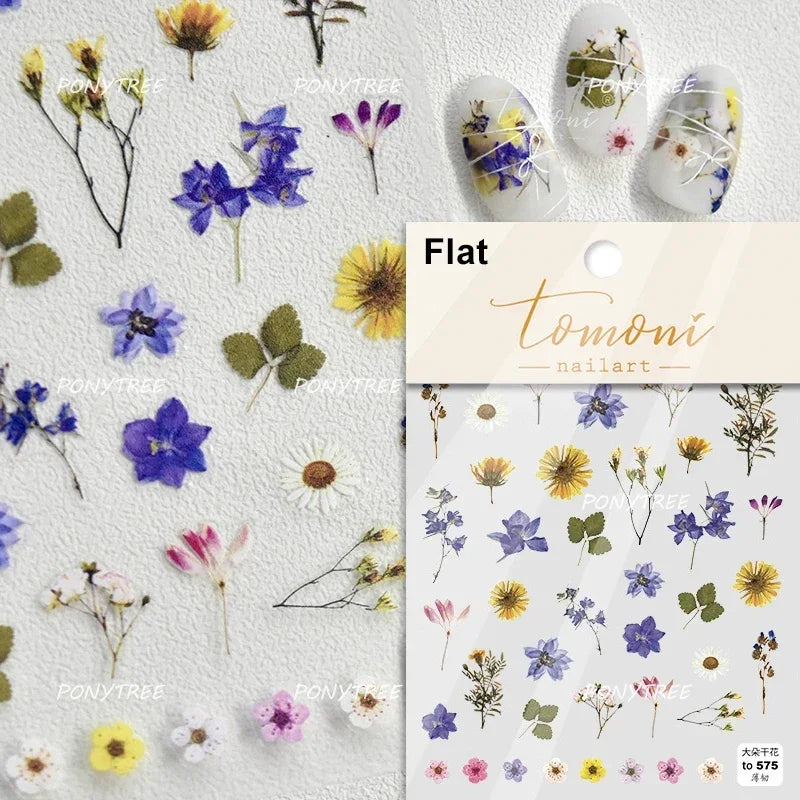 Tulips Flower Letter Bowknot Butterfly Irregular Lines Pearl Tender 5D Adhesive Nail Art Stickers Manicure Decals Stick on Nail (ONLINE ORDER ONLY)