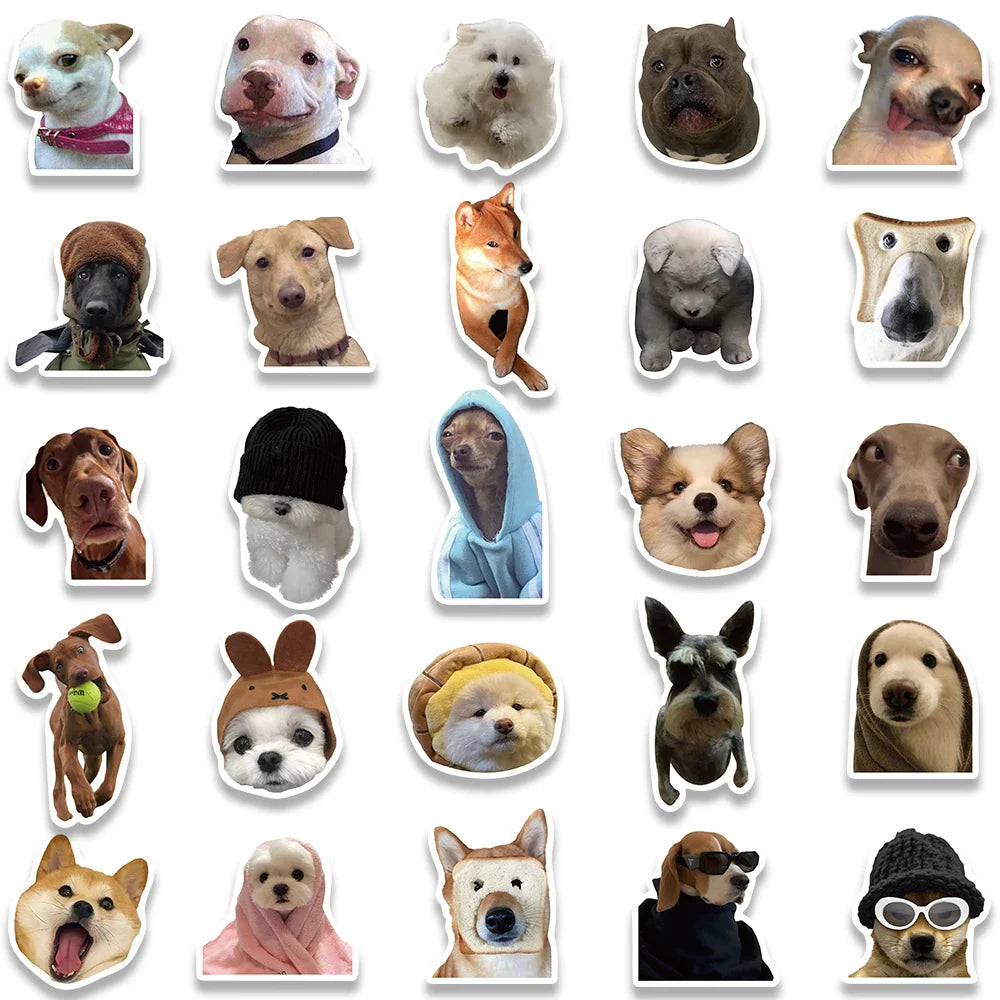 10/30/50/100pcs Cute Dog Cat MEME Funny Animals Stickers Kawaii Cartoon Decals Skateboard Notebook Luggage Phone Car Sticker Toy (ONLINE ORDER ONLY)