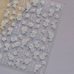 Camellia Tea After Rain Fragrant Flower Paint in Gold White Antique Chinese Characters Adhesive Nail Art Stickers Manicure Decal (ONLINE ORDER ONLY)