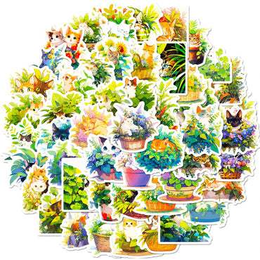 10/30/50PCS Cartoon Plant Cat Stickers Cute Animals Decals Decoration DIY Phone Notebook Laptop Luggage Helmet Car Sticker Toys (ONLINE ORDER ONLY)