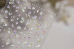 Translucent White White Pink Magnolia Rose Flower Floral Soft Embossed Relief Adhesive Nail Art Stickers Chic 3D Manicure Decals (ONLINE ORDER ONLY)