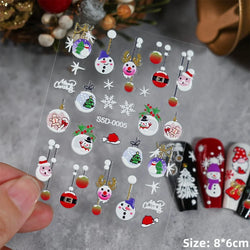 Cute Deer Christmas Nail Stickers 5D Embossed Elk Star Gingerbread Man Snowflake Santa Claus Holly DIY Winter Engraved Manicure* (ONLINE ORDER ONLY)
