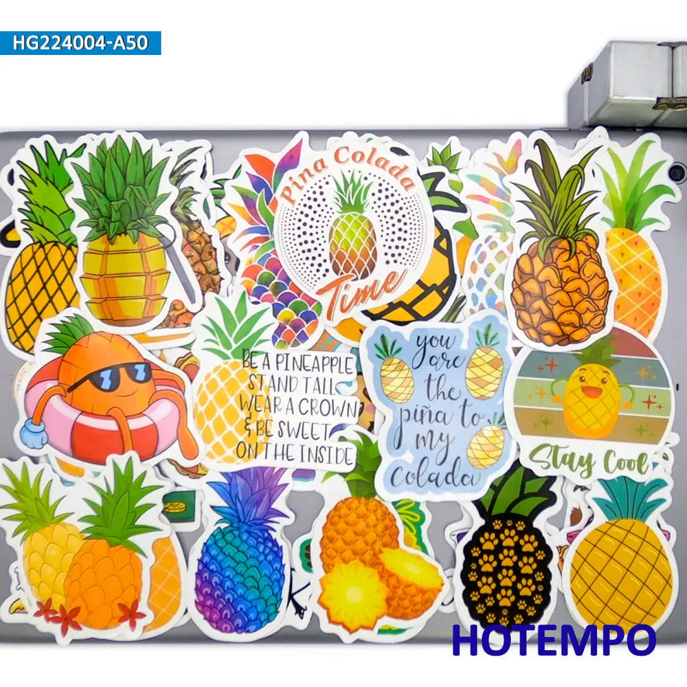 50Pieces Funny Pineapple Cartoon Graffiti Mixed Ananas Retro Stickers for Luggage Skateboard Guitar Helmets Laptop Phone Sticker (Online Order Only)