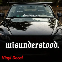 20/30/36in Misunderstood Decal Sticker Windshield Banner Vinyl Car Decal, White and Black，For Cars, Trucks, Walls,  Motorcycles (ONLINE ORDER ONLY)