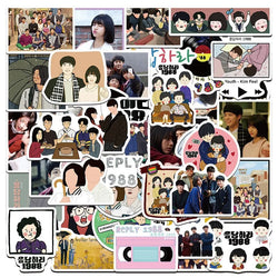 50pcs Reply 1988 Cartoon Stickers for Suitcase, Water Cup, Stationery, Car, Phone, Notebook, Refrigerator Decor (ONLINE ORDER ONLY)