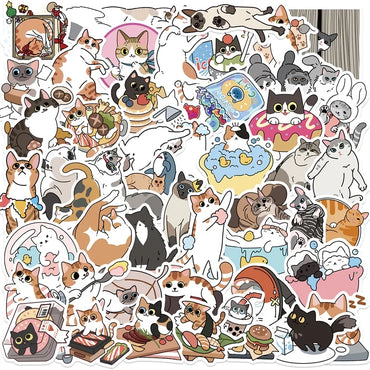 10/30/50PCS Kawaii Bathing Cat PVC Sticker Aesthetic DIY Colored Decoration Scrapbooking Hand Accounting Supplies for Kids (ONLINE ORDER ONLY)