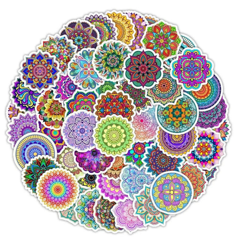 Graffiti Datura Mandala Stickers for DIY Decor, Scrapbooking, Suitcase, Water Bottle, Phone, Laptop, Guitar, Skateboard (10/25/50pcs) (ONLINE ORDER ONLY)