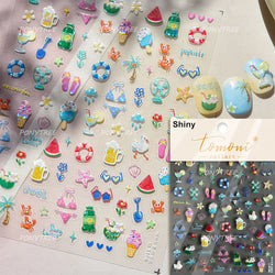 Colorful Swimsuit Bikini Fresh String Bag Vegetables Fruits Summer Beach Underwear Sunscreen Nail Art Stickers Manicure Decals (ONLINE ORDER ONLY)