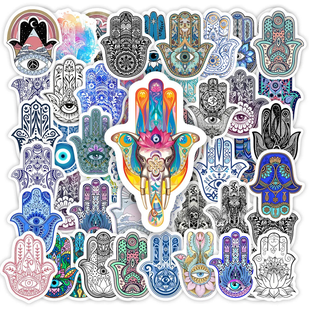 Hamza Fatima Stickers Devil Eye Art DIY Toy Gift Decorative Graffiti Decal for Phone Luggage Laptop Bottles Scrapbook Waterproof (ONLINE ORDER ONLY)