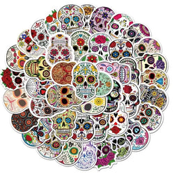 50pcs Mexican Calaver Sugar Skull Graffiti Sticker DIY Skateboard Laptop Luggage Decals Car Styling Anime Kids Toy Sticker (Online Order Only)