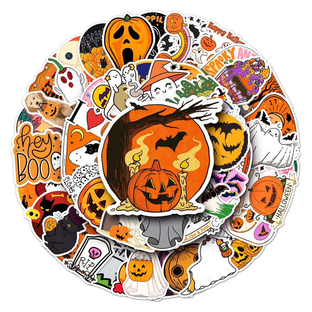 50Pcs Halloween Cartoon Waterproof Vinyl Stickers for Skateboard Snowboard (Online Order Only)