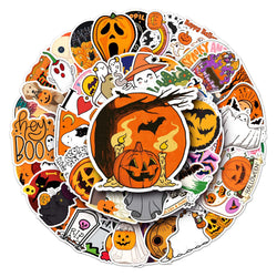 50Pcs Halloween Cartoon Waterproof Vinyl Stickers for Skateboard Snowboard (Online Order Only)