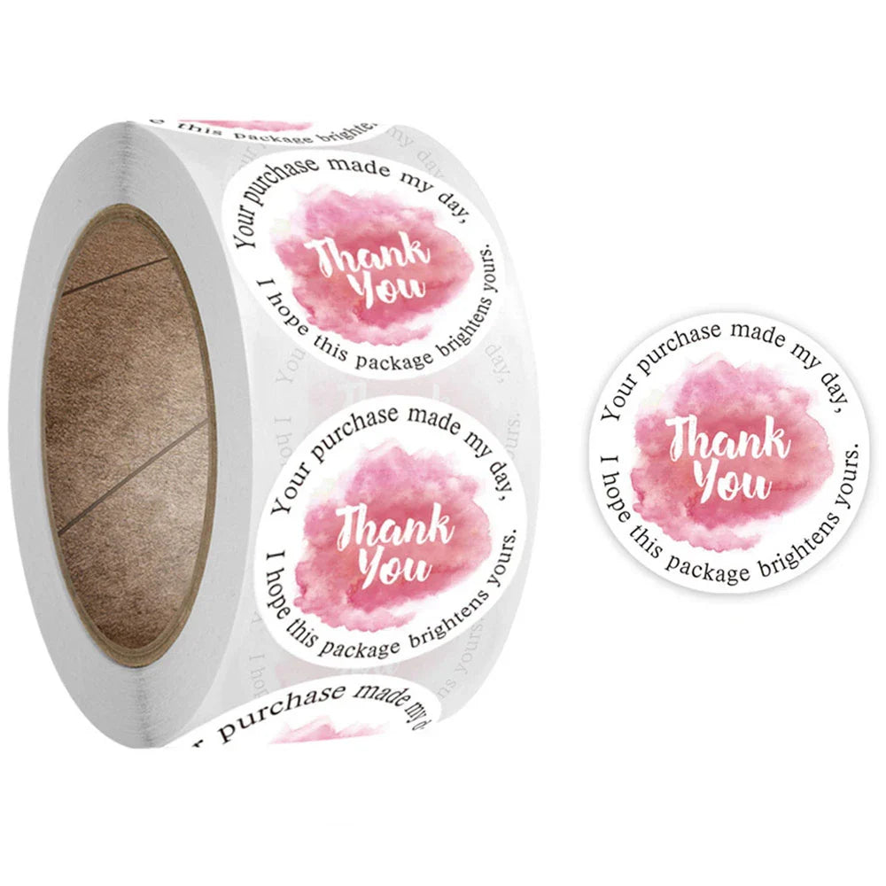 500pcs/roll Flowers Thank You Sticker Labels Round Reward Stickers Wedding Party Decor Envelope Seals Stickers Stationery (ONLINE ORDER ONLY)