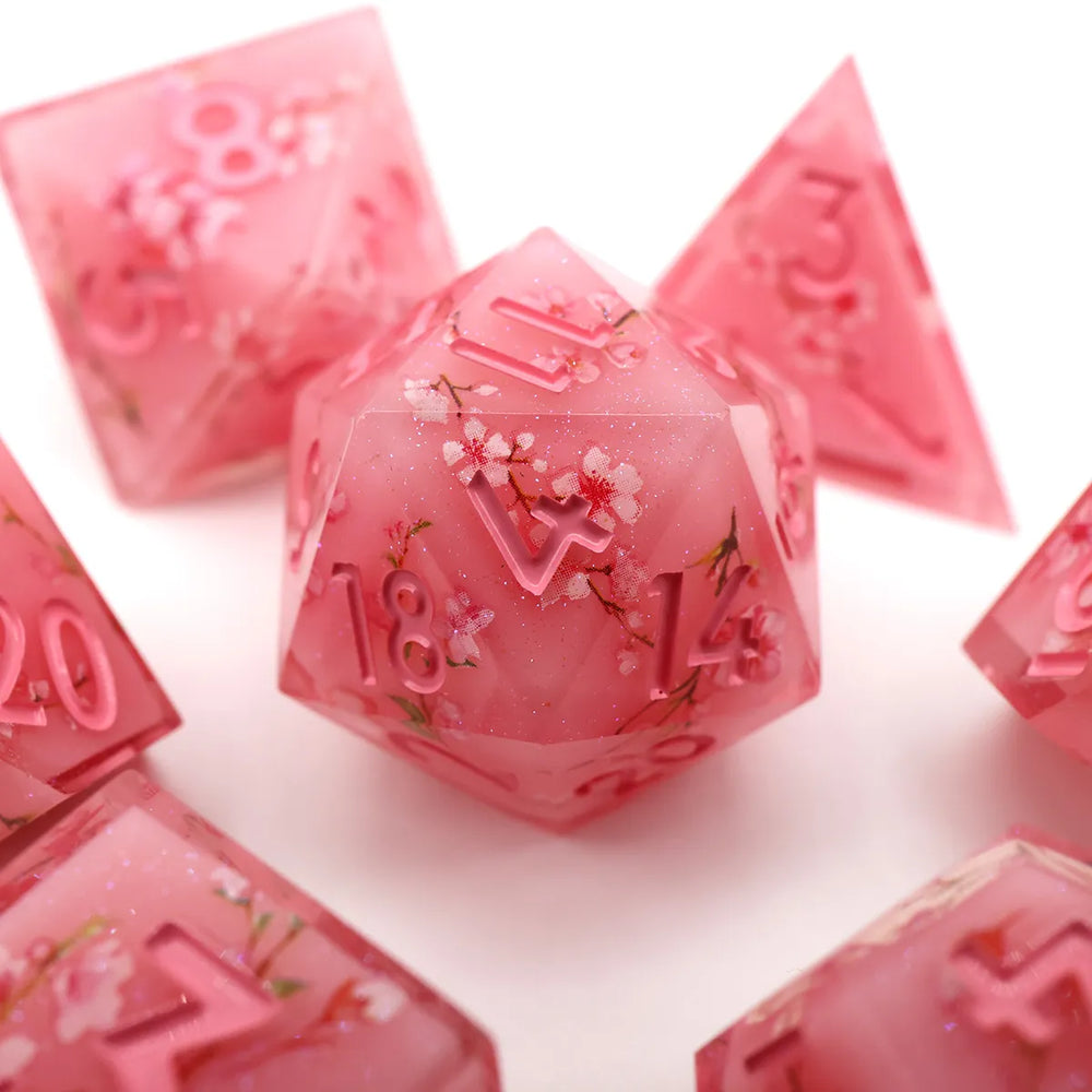 Resin Sharp Edged Themed 7 Piece Polyhedral Dice Set (Online Order Only)