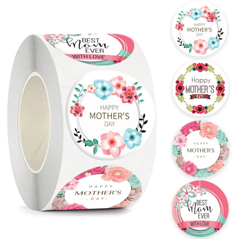 100-500pcs New Round Shape 100pcs Happy Mother's Day Gifts Label Sticker Kraft Happy Birthday Gifts Label Tag (ONLINE ORDER ONLY)