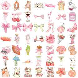 50PCS Kawaii Pink Sticker Aesthetic PVC School Stationery Children's Sketchbook Diary Laptop Scrapbook Supplies for Kids (Online Order Only)