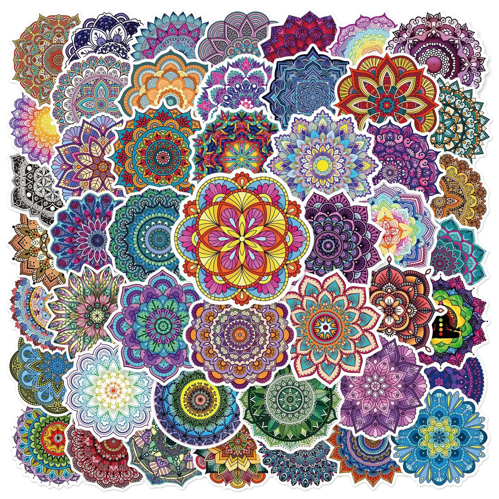 50pcs Mandala Graffiti Stickers for Helmet, Wall, DIY Decoration Wholesale (ONLINE ORDER ONLY)