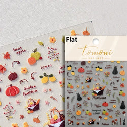 Autumn Fall Maple Leaves Ginkgo Leaf Osmanthus Chrysanthemums Rabbit Bunny Plant Flower Relief Nail Art Sticker Decoration Decal (ONLINE ORDER ONLY)