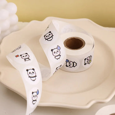 100-500Pcs Cartoon Panda Label Roll for Envelope Encourage Praise Student Work Stationery Seal Lable Children's Day Reward (ONLINE ORDER ONLY)