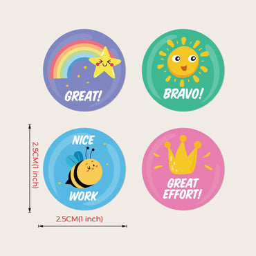 100-500pcs 1inch Good Job Praise Up Cute Stickers Roll Reward Student Label Seal Lable Stationery stickers (Online Order Only)