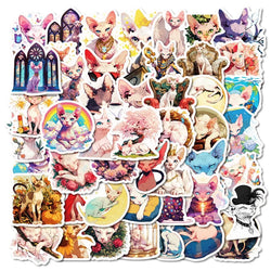 10/30/50PCS Cartoon Cat Flower Sticky PVC Sticker Aesthetic DIY Decoration Scrapbooking Hand Accounting Supplies for Kids (Online Order Only)