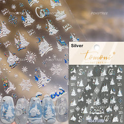 Shiny Snow Delicate Gold Pink Silver White Romantic Winter Self Adhesive Nail Art Stickers Snowflake Rhinestone Manicure Decals (ONLINE ORDER ONLY)