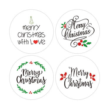 100-500Pcs White Merry Christmas Label Stickers for Card Gift Package Wrapping Festival Party Baking Small Business 1inch (Online Order Only)