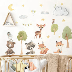 Cartoon Forest Animals Wall Decal Fox Self-adhesive Sticker for Baby Room (ONLINE ORDER ONLY)