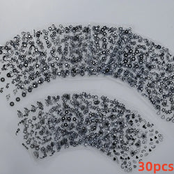30Pcs/Set Red Golden 3D Nail Art Sticker Hot Stamping Hollow Decals Mixed Designs Adhesive Flower Nail Tips Letter Butterfly Set (Online Order Only)