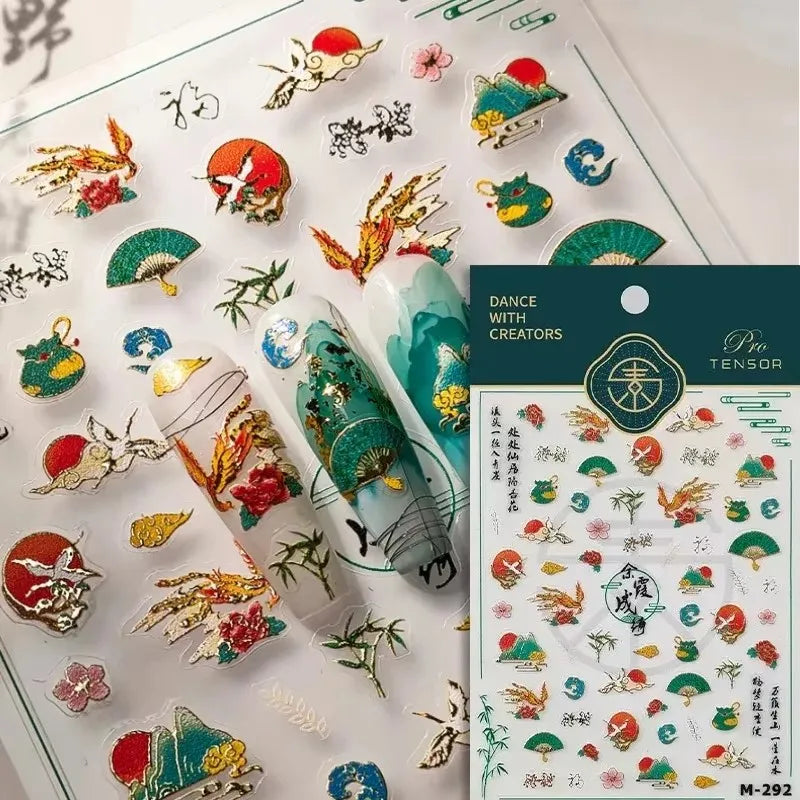 Charming White Shiny Pearl Rhinestone Wings Feathers Crown Moon Stars 3D Self Adhesive Nail Art Sticker Manicure Decal Wholesale (ONLINE ORDER ONLY)