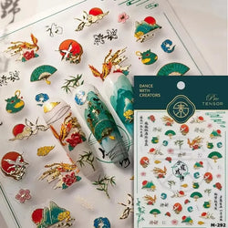 Charming White Shiny Pearl Rhinestone Wings Feathers Crown Moon Stars 3D Self Adhesive Nail Art Sticker Manicure Decal Wholesale (ONLINE ORDER ONLY)