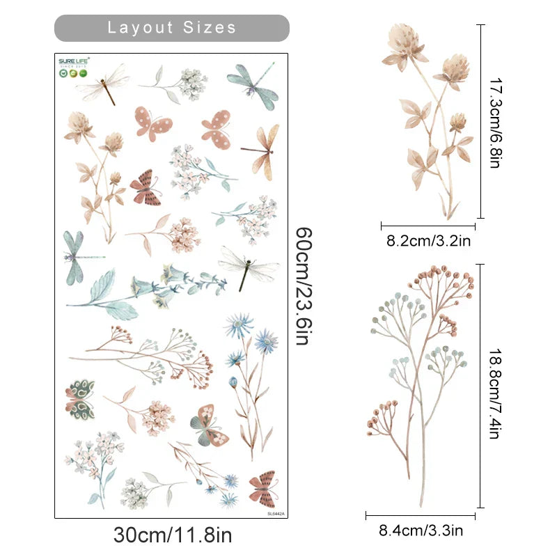 Boho Dragonfly Watercolor Nursery Wall Decals Vinyl Stickers Kids Room Decor (ONLINE ORDER ONLY)