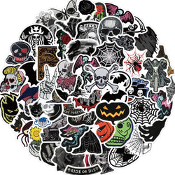 60PCS Dark Skull Spider Web Graffiti Sticker Cartoon Creative Sticker For Guitar Computer Car Waterproof Children Kids Sticker (ONLINE ORDER ONLY)