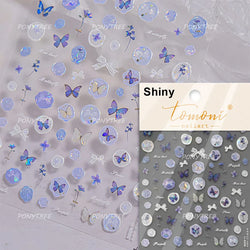 Gradual Asymmetric Butterfly Rose Flower Moon Ancient Poem 5D Reliefs Self Adhesive Nail Stickers JellyManicure Decals Wholesale (Online Order Only)