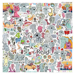 120pcs Elephant & Piggie Stickers for Luggage, Water Bottles, Phones, Laptops, Cars, Scooters, Refrigerators (ONLINE ORDER ONLY)