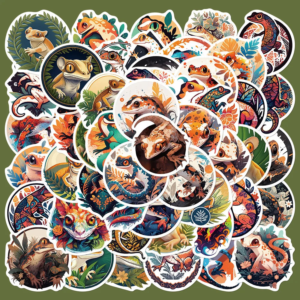 50pcs Cartoon Reptile Stickers for Laptops, Helmets, Walls, DIY Wholesale (Online Order Only)