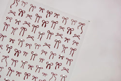 Chic Red Bowknot Silk Ribbon Pearl Elegant Line Self Adhesive Nail Art Stickers Dressy Rhinestone Manicure Decals Nail Supplies (Online Order Only)