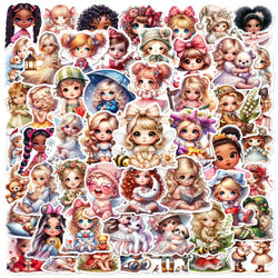 Girls Doll Stickers 10/25/50pcs Waterproof DIY Kids Toy Luggage Notebook Laptop Phone Stationery (Online Order Only)