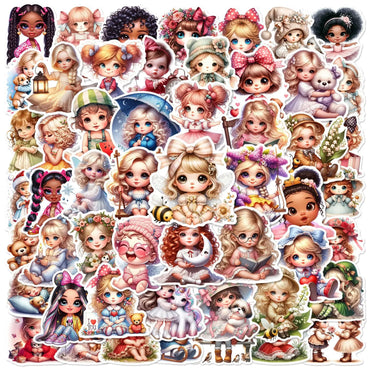 Girls Doll Stickers 10/25/50pcs Waterproof DIY Kids Toy Luggage Notebook Laptop Phone Stationery (Online Order Only)