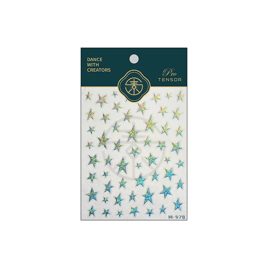 Sparkle Laser Silver Starburst Five-pointed Star Geometric Tiny Spot Romantic 5D Self Adhesive Nail Art Stickers Manicure Decals (ONLINE ORDER ONLY)