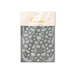 Cute 3D White Rose Flower Lace Bud Silk Bowknot Butterfly Dreamy Shiny Relief Chic Self Adhesive Nail Art Sticker Manicure Decal (ONLINE ORDER ONLY)