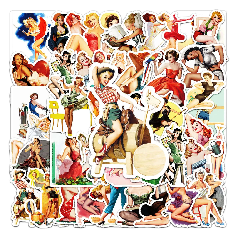 50Pcs Cartoon Girl Waterproof Vinyl Stickers for Skateboard Snowboard (Online Order Only)