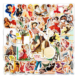 50Pcs Cartoon Girl Waterproof Vinyl Stickers for Skateboard Snowboard (Online Order Only)
